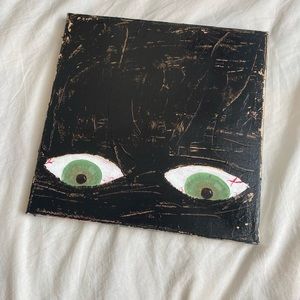 creepy green eye painting handmade artwork art